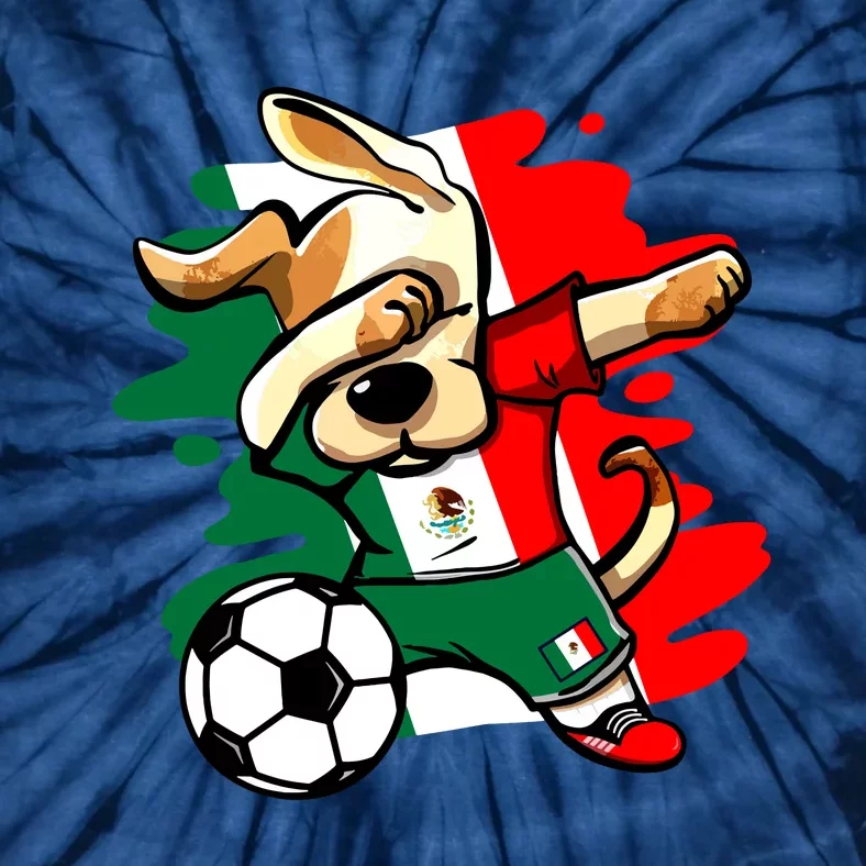 Dabbing Dog Mexico Soccer Fans Jersey Mexican Flag Football Tie-Dye T-Shirt