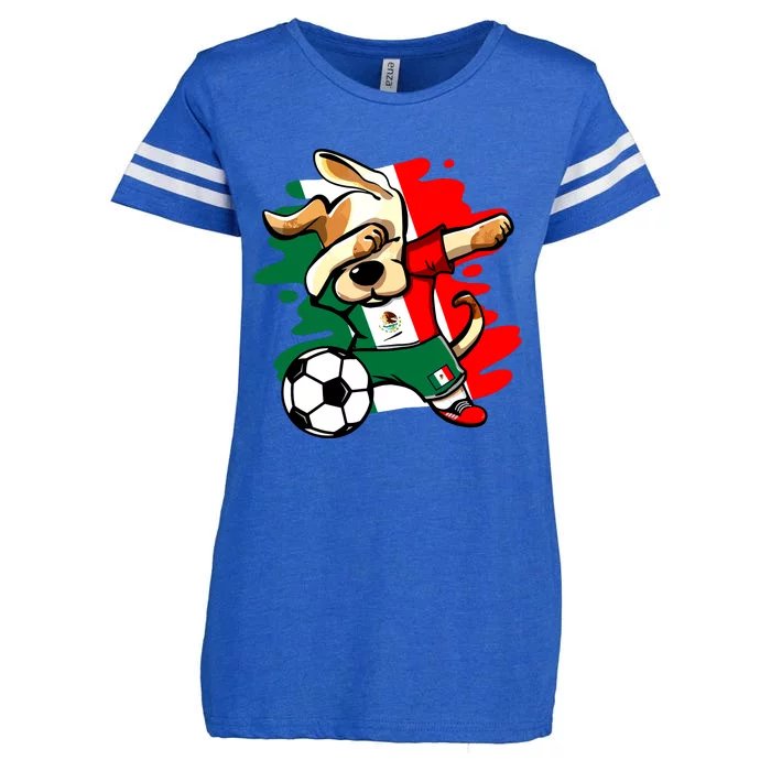 Dabbing Dog Mexico Soccer Fans Jersey Mexican Flag Football Enza Ladies Jersey Football T-Shirt