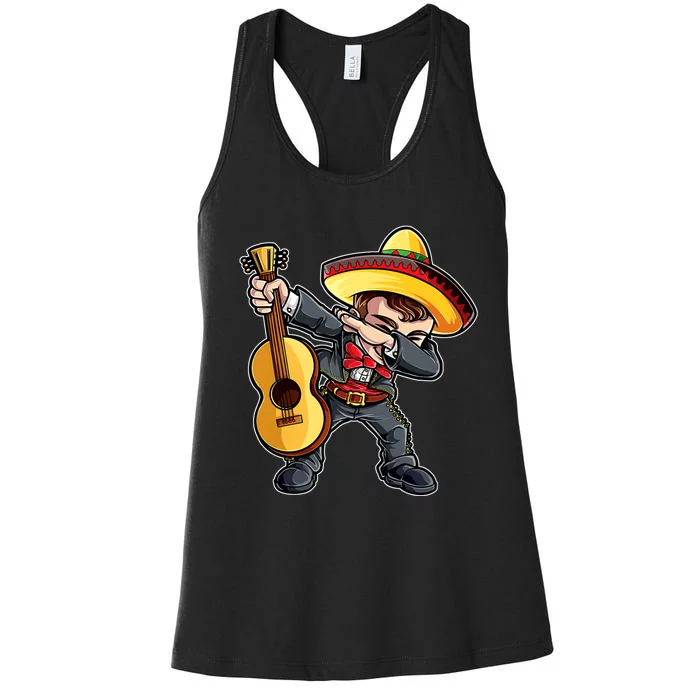 Dabbing Dab Mariachi Dad Mexican Sombrero Cinco De Mayo Daddy Fiesta Women's Racerback Tank