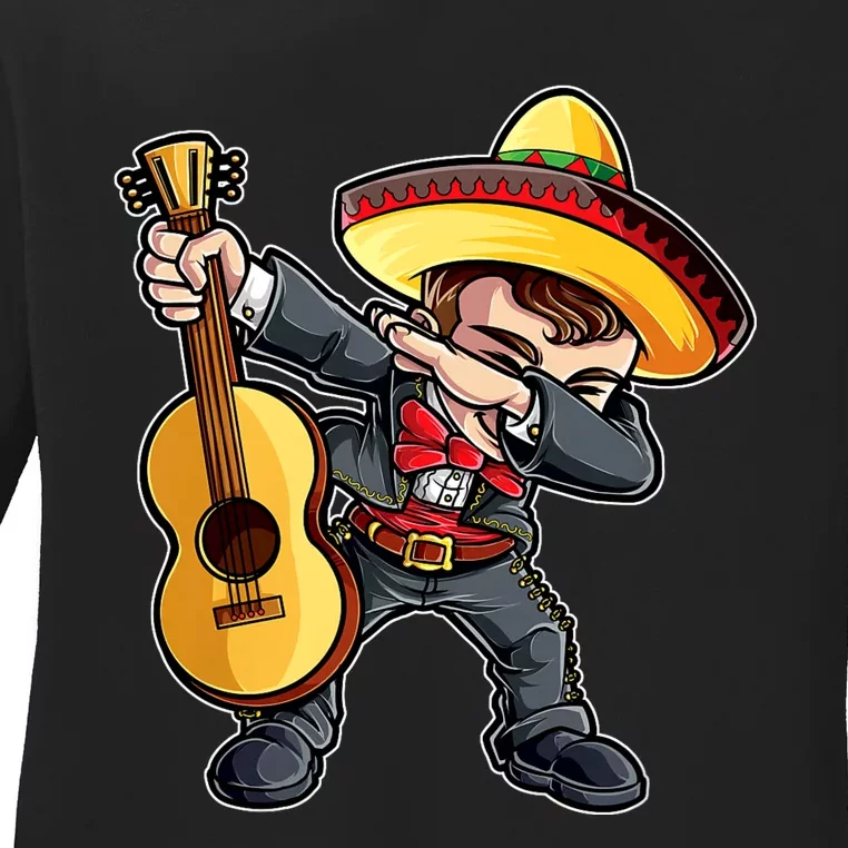 Dabbing Dab Mariachi Dad Mexican Sombrero Cinco De Mayo Daddy Fiesta Ladies Long Sleeve Shirt