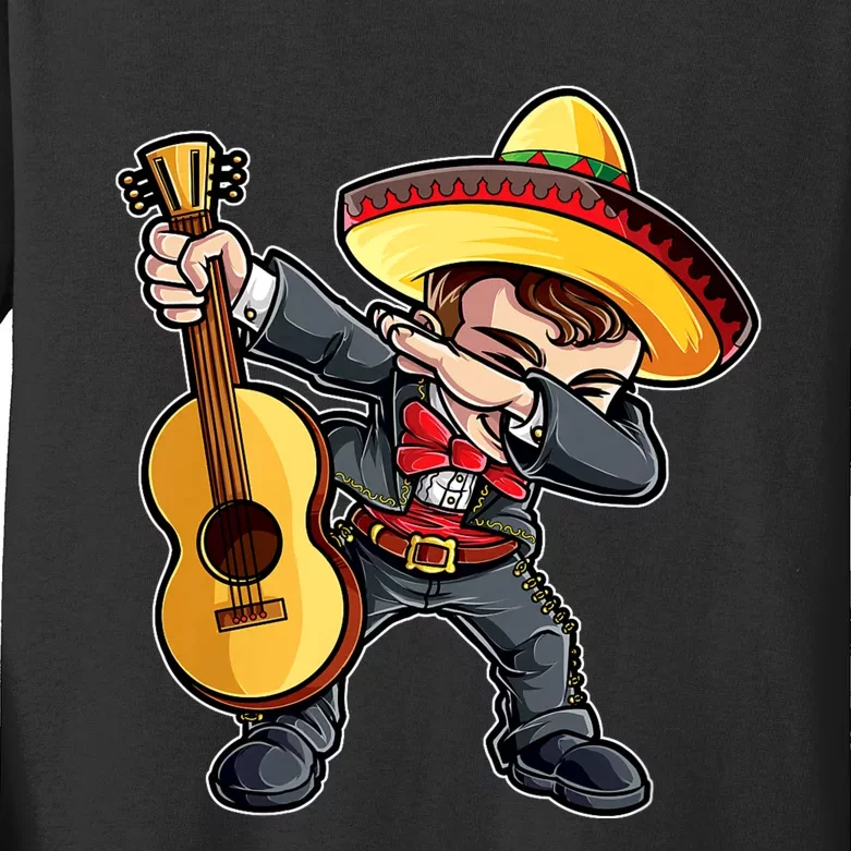 Dabbing Dab Mariachi Dad Mexican Sombrero Cinco De Mayo Daddy Fiesta Kids Long Sleeve Shirt