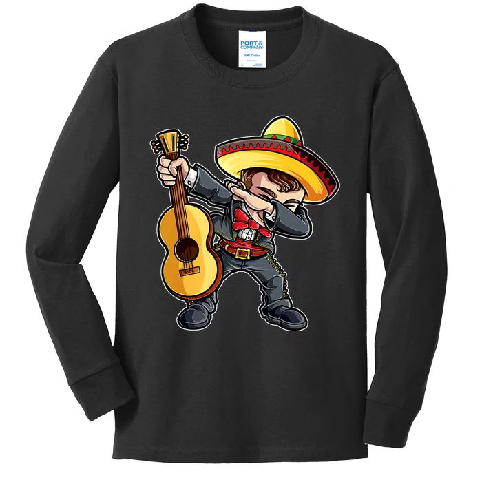 Dabbing Dab Mariachi Dad Mexican Sombrero Cinco De Mayo Daddy Fiesta Kids Long Sleeve Shirt