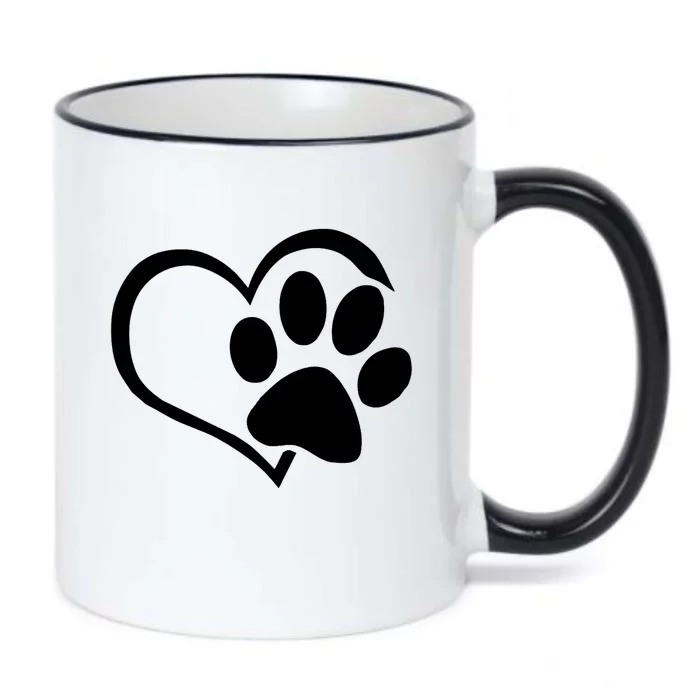 Dog Dad Mom Puppy Love Dogs Paw Print Heart Black Color Changing Mug