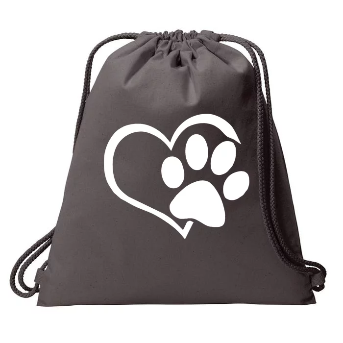 Dog Dad Mom Puppy Love Dogs Paw Print Heart Drawstring Bag