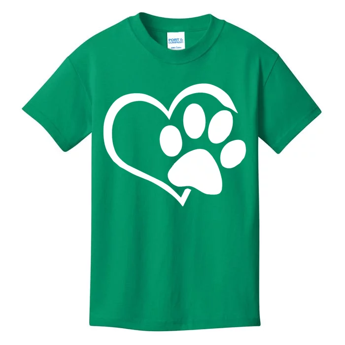 Dog Dad Mom Puppy Love Dogs Paw Print Heart Kids T-Shirt