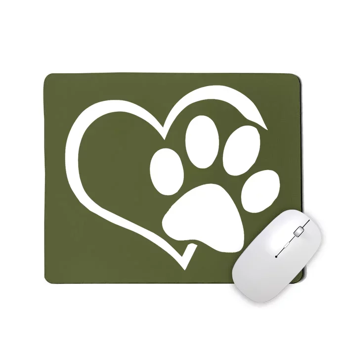 Dog Dad Mom Puppy Love Dogs Paw Print Heart Mousepad