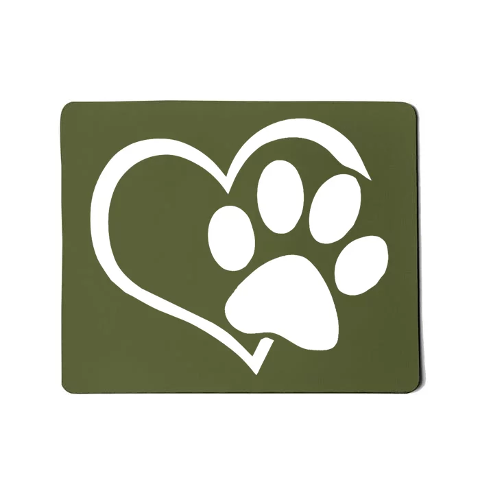 Dog Dad Mom Puppy Love Dogs Paw Print Heart Mousepad