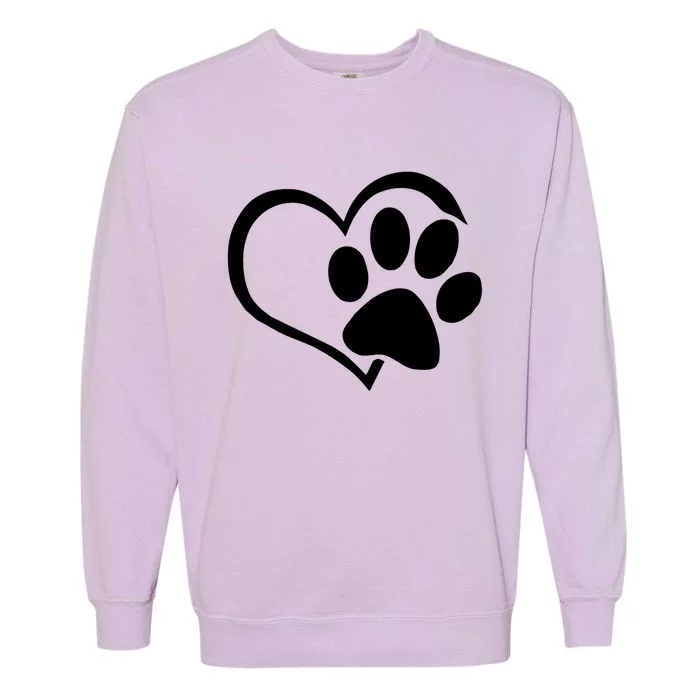 Dog Dad Mom Puppy Love Dogs Paw Print Heart Garment-Dyed Sweatshirt