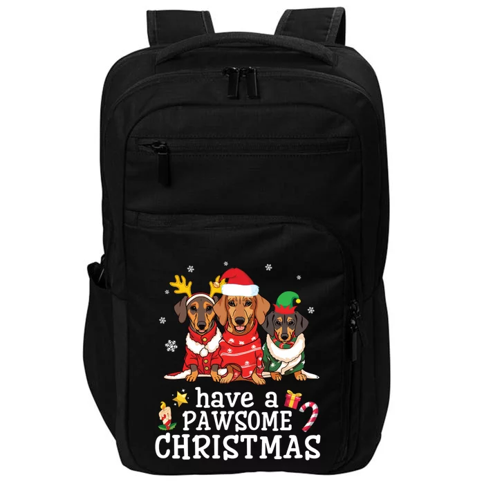 Dachshund Dogs Merry Mother Father Have A Pawsome Christmas Gift Impact Tech Backpack