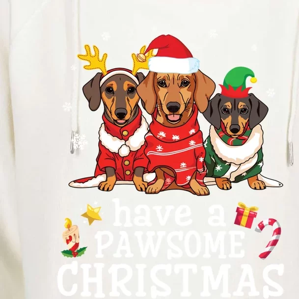 Dachshund Dogs Merry Mother Father Have A Pawsome Christmas Gift Womens Funnel Neck Pullover Hood