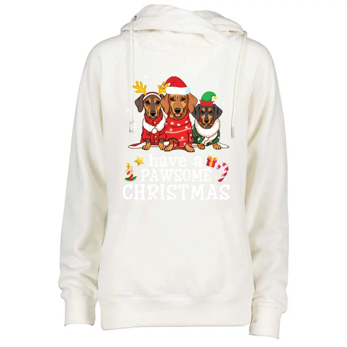 Dachshund Dogs Merry Mother Father Have A Pawsome Christmas Gift Womens Funnel Neck Pullover Hood