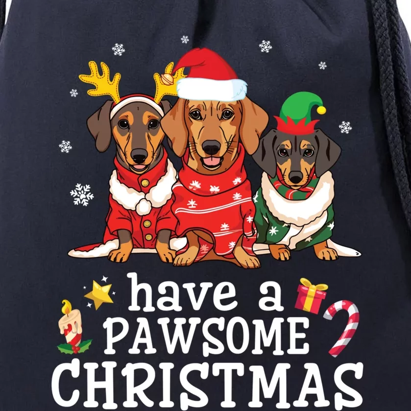 Dachshund Dogs Merry Mother Father Have A Pawsome Christmas Gift Drawstring Bag