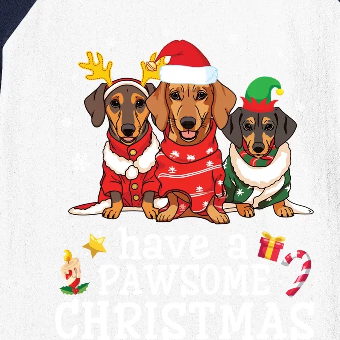 Dachshund Dogs Merry Mother Father Have A Pawsome Christmas Gift Baseball Sleeve Shirt