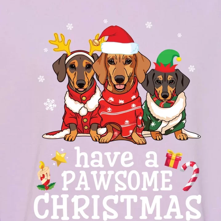 Dachshund Dogs Merry Mother Father Have A Pawsome Christmas Gift Garment-Dyed Sweatshirt