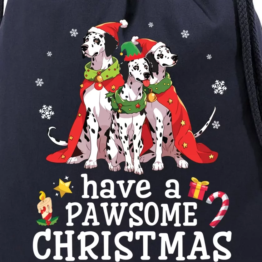 Dalmatian Dogs Merry Mother Father Have A Pawsome Christmas Gift Drawstring Bag