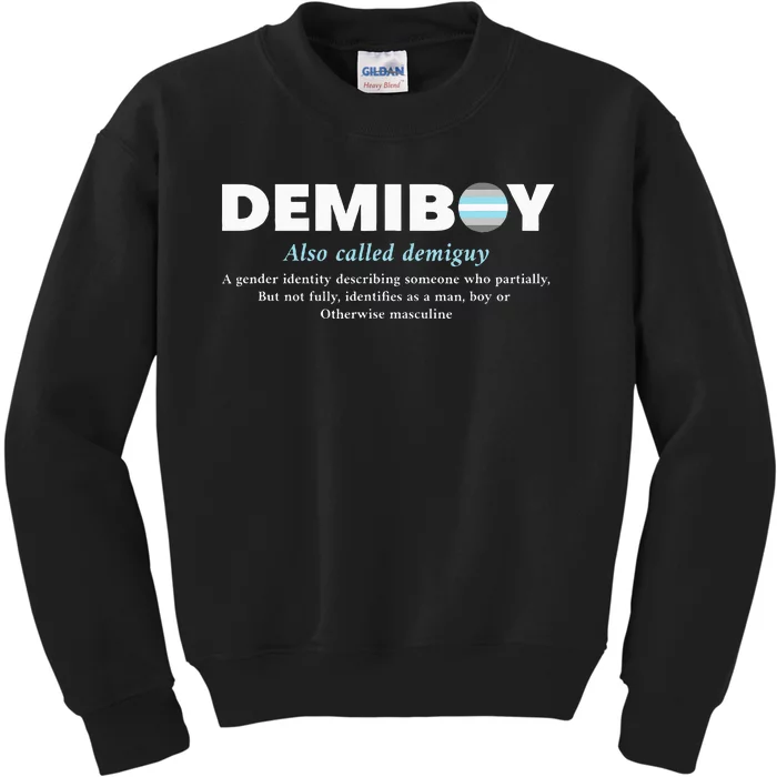 Demiboy Definition Male & Agender Color Flag Pride Kids Sweatshirt