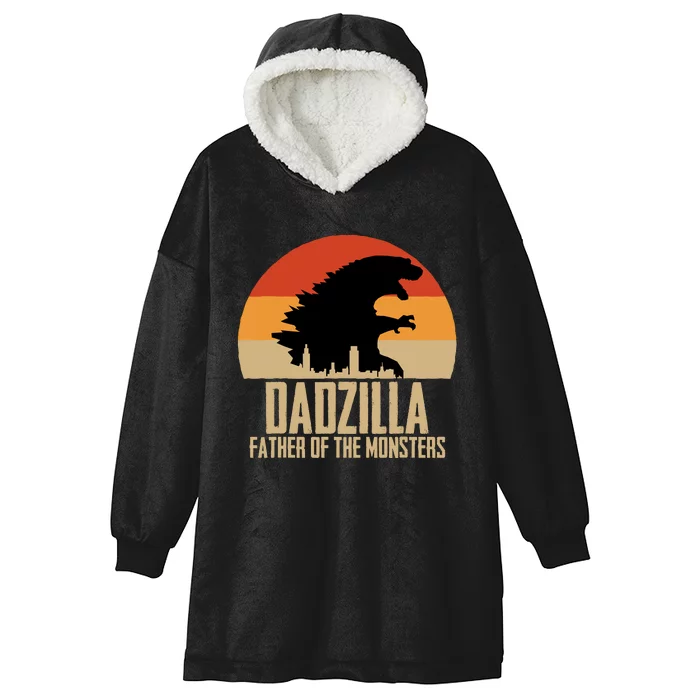 Dinosaur Dad Monsters FatherS Day Dadzilla Dino Sunset Hooded Wearable Blanket