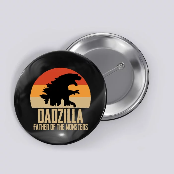 Dinosaur Dad Monsters FatherS Day Dadzilla Dino Sunset Button