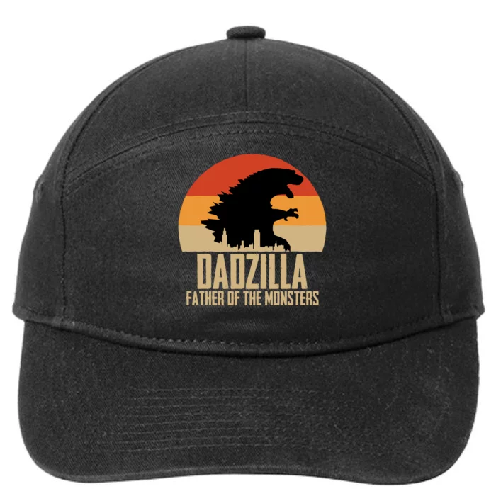 Dinosaur Dad Monsters FatherS Day Dadzilla Dino Sunset 7-Panel Snapback Hat