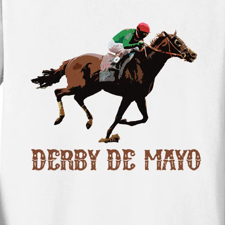 Derby De Mayo Time Kentucky Horse Race Cinco De Derby Kids Long Sleeve Shirt