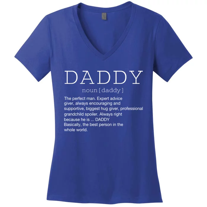 Daddy Definition Noun Grandpa Grandparents Day Funny Gift Women's V-Neck T-Shirt