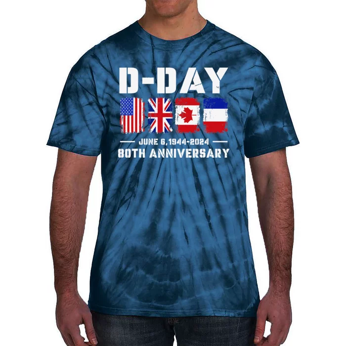 D Day Normandy Landings 80th Anniversary 1944 2024 Tie-Dye T-Shirt