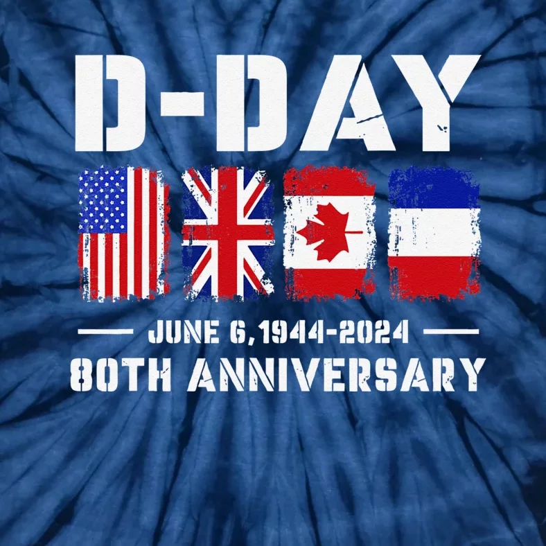 D Day Normandy Landings 80th Anniversary 1944 2024 Tie-Dye T-Shirt