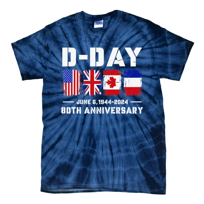 D Day Normandy Landings 80th Anniversary 1944 2024 Tie-Dye T-Shirt