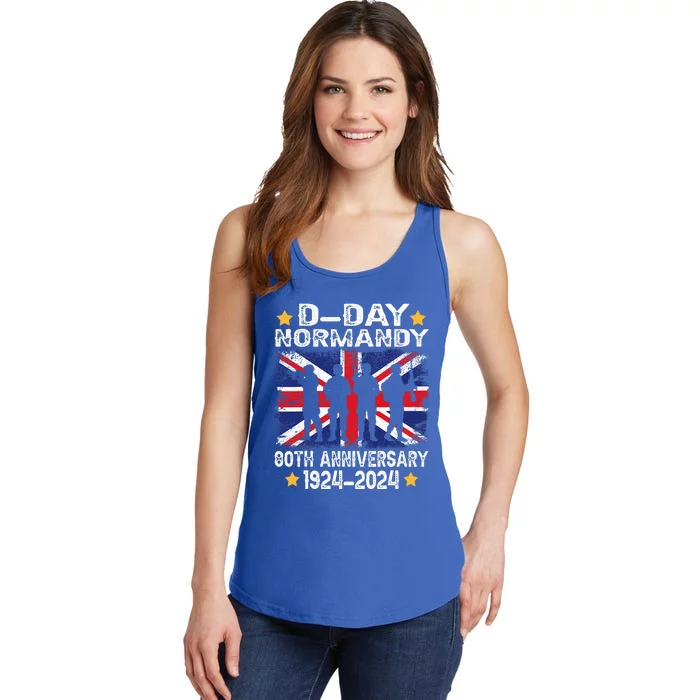 D Day Normandy Landings 80th Anniversary 1944 2024 Uk Flag Ladies Essential Tank