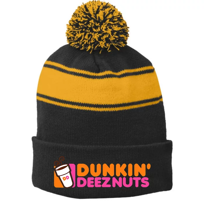 Dunkin Deez Nuts Dunkin Deeznuts Stripe Pom Pom Beanie