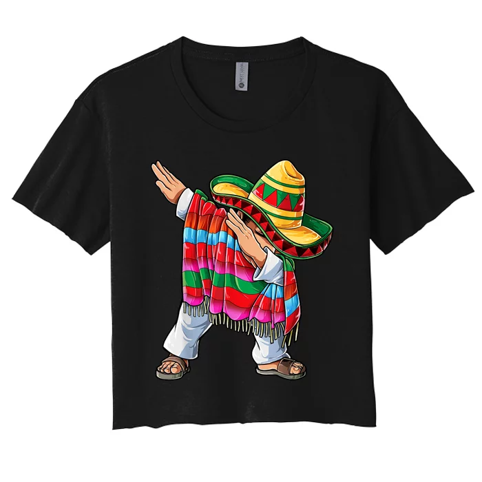 Dabbing Dab Nacho Average Dad Mexican Sombrero Father Cinco De Mayo Daddy Fiesta Women's Crop Top Tee