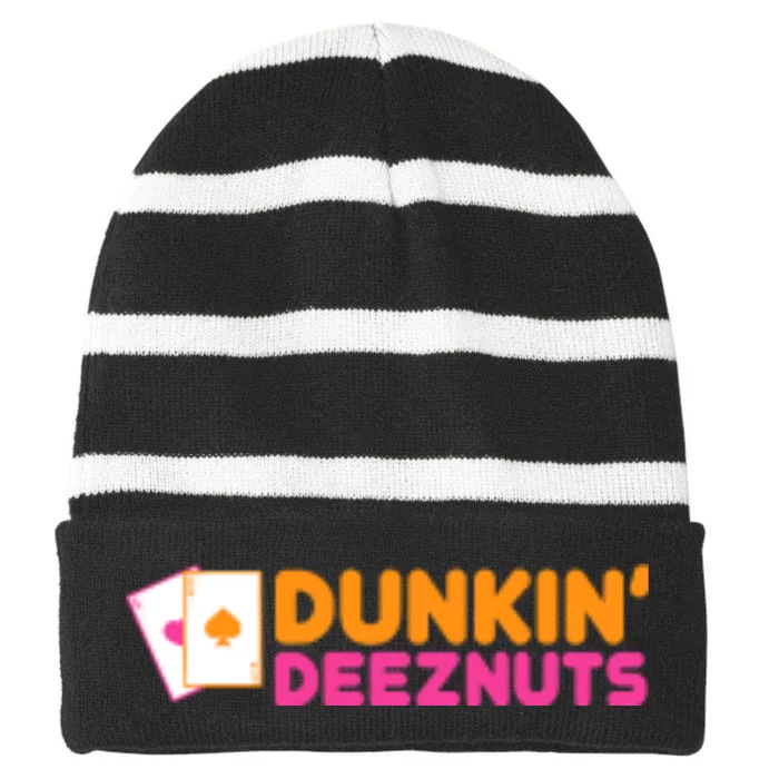 Dunkin Deez Nuts Pocket Striped Beanie with Solid Band