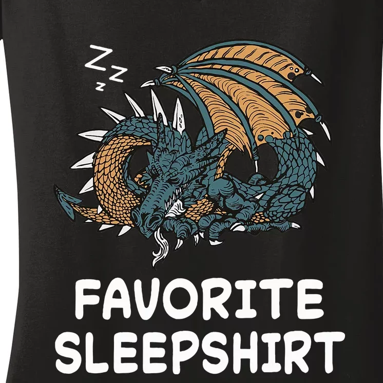 Dragon Dragons Nap Sleeping Sleep Pajama Nightgown Women's V-Neck T-Shirt