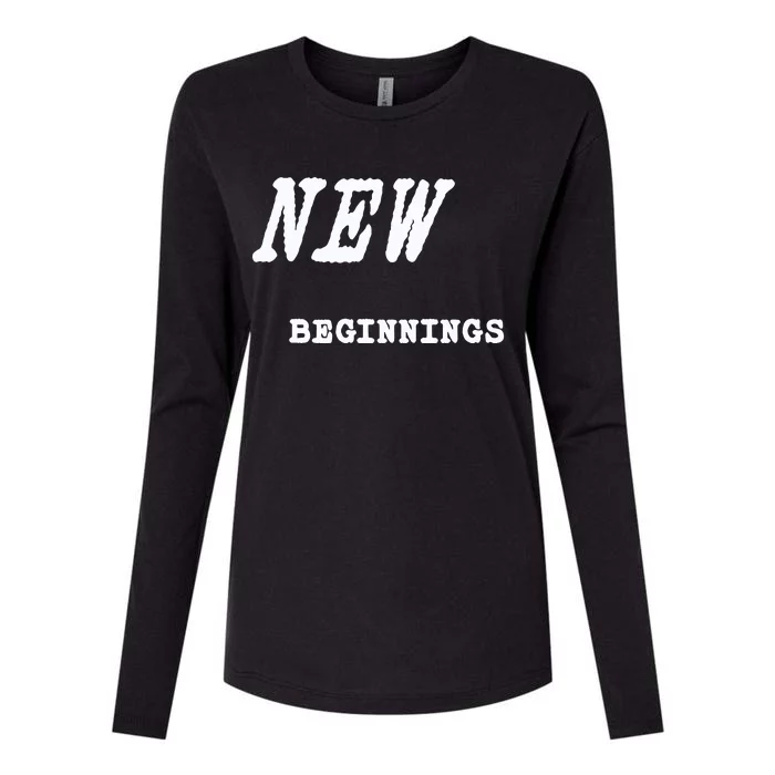 Dame Dolla New Beginnings Words Womens Cotton Relaxed Long Sleeve T-Shirt