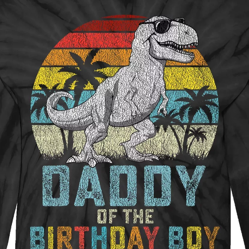 Daddy Dinosaur Of The Birthday Matching Family Tie-Dye Long Sleeve Shirt