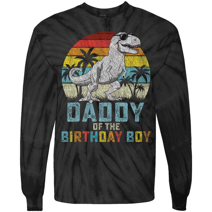 Daddy Dinosaur Of The Birthday Matching Family Tie-Dye Long Sleeve Shirt