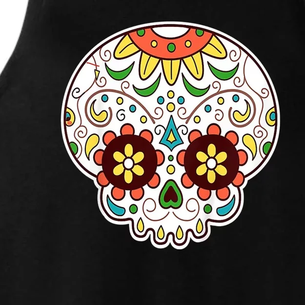 DOD Day Of The Dead Sugar Floral Skull Head Ladies Tri-Blend Wicking Tank