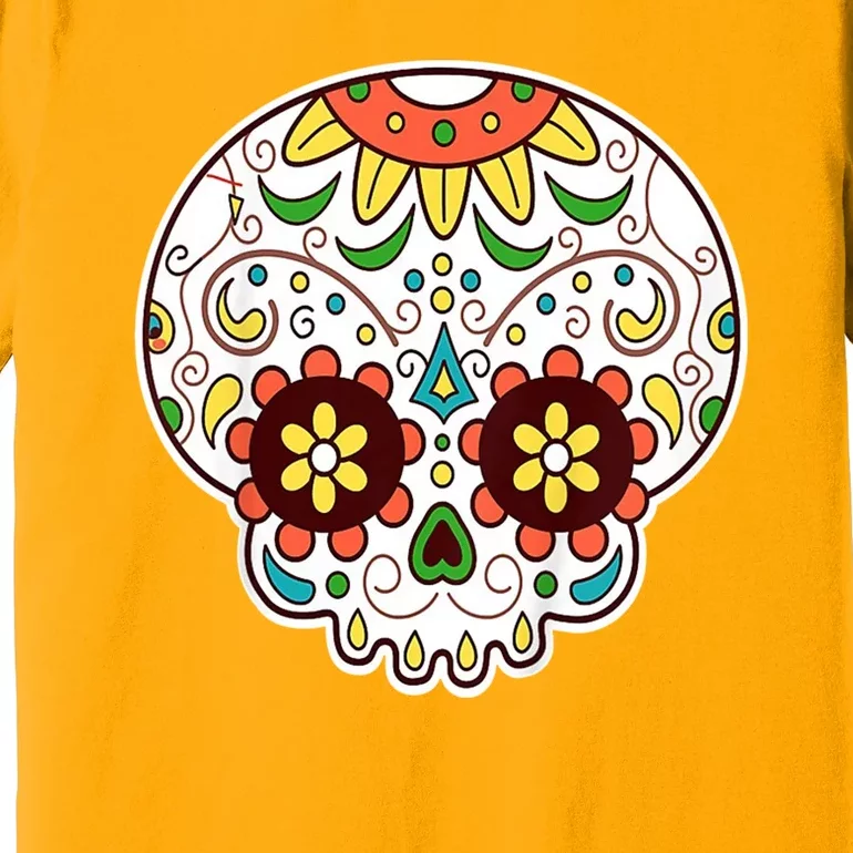 DOD Day Of The Dead Sugar Floral Skull Head Premium T-Shirt