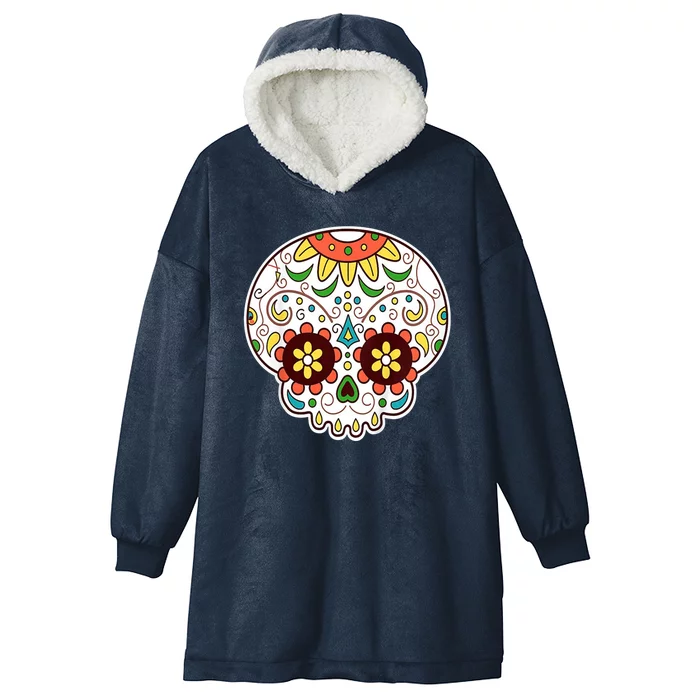 DOD Day Of The Dead Sugar Floral Skull Head Hooded Wearable Blanket