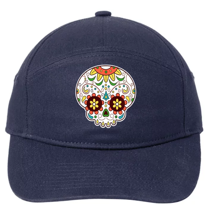 DOD Day Of The Dead Sugar Floral Skull Head 7-Panel Snapback Hat