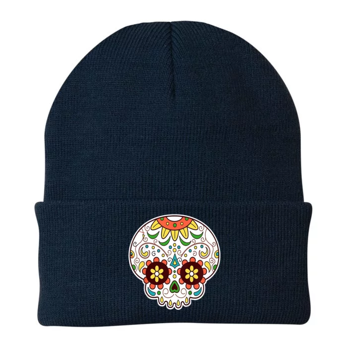 DOD Day Of The Dead Sugar Floral Skull Head Knit Cap Winter Beanie