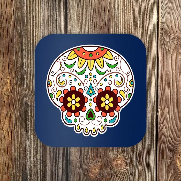 DOD Day Of The Dead Sugar Floral Skull Head Coaster