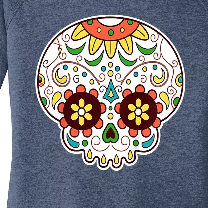 DOD Day Of The Dead Sugar Floral Skull Head Women's Perfect Tri Tunic Long Sleeve Shirt