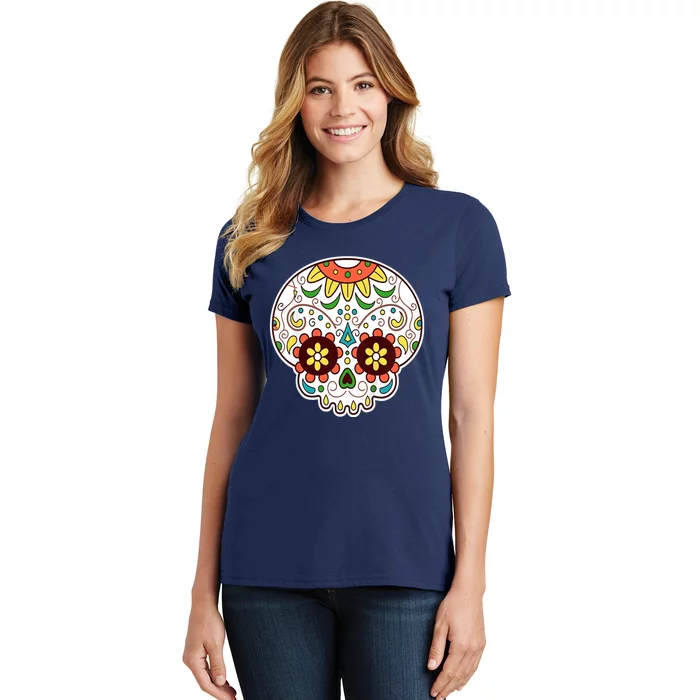 DOD Day Of The Dead Sugar Floral Skull Head Women's T-Shirt