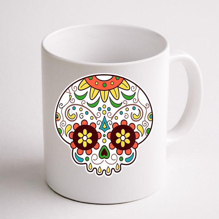 DOD Day Of The Dead Sugar Floral Skull Head Front & Back Coffee Mug