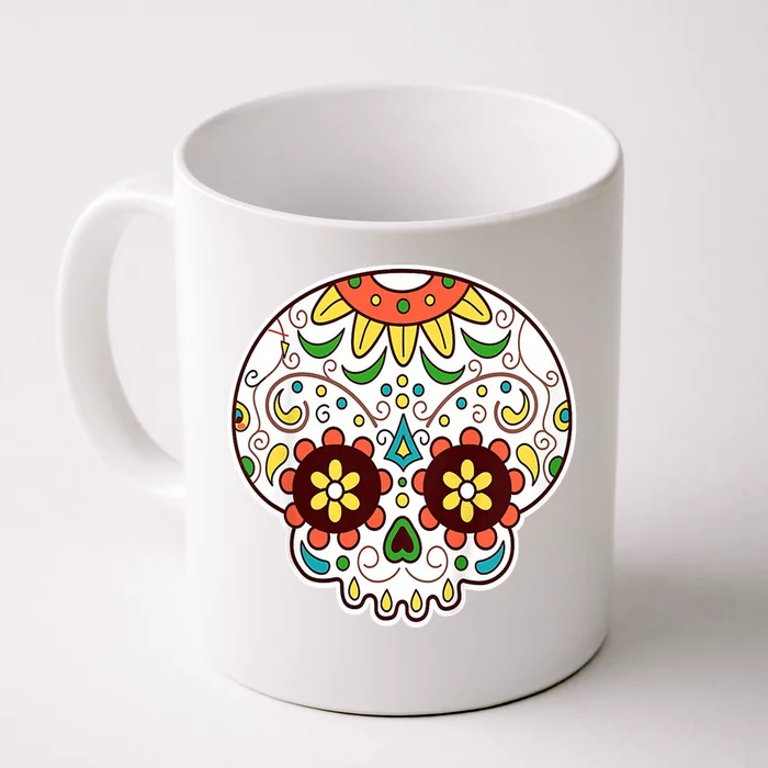 DOD Day Of The Dead Sugar Floral Skull Head Front & Back Coffee Mug