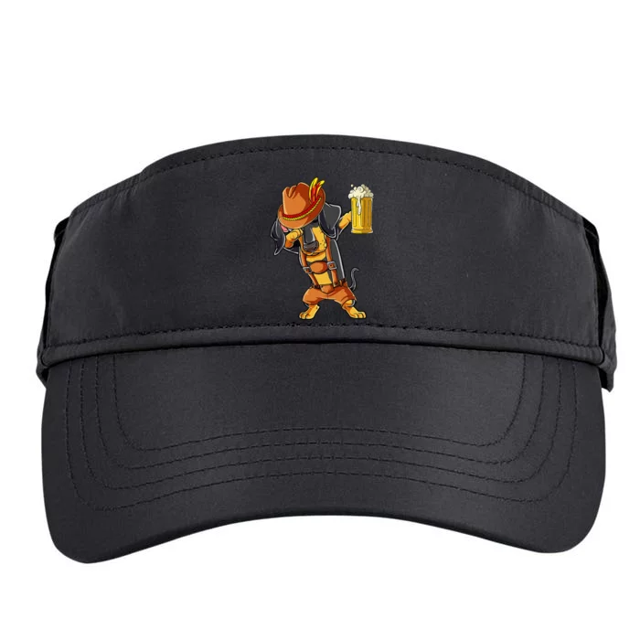 Dabbing Dachshund Oktoberfest Lederhosen Beer Adult Drive Performance Visor