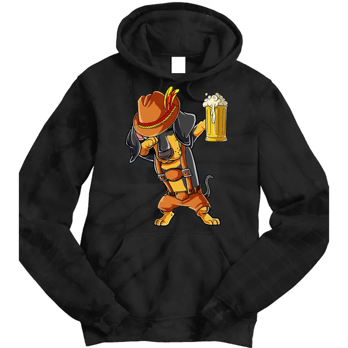 Dabbing Dachshund Oktoberfest Lederhosen Beer Tie Dye Hoodie