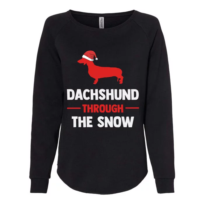 Dachshund Dog Owner Dog Lover Christmas Through The Snow Cute Gift Womens California Wash Sweatshirt