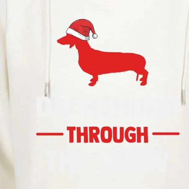 Dachshund Dog Owner Dog Lover Christmas Through The Snow Cute Gift Womens Funnel Neck Pullover Hood